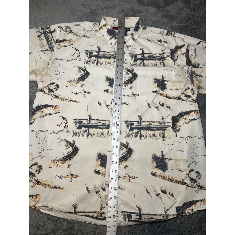 VTG Reel Legends Men's Button Down Short Sleeve Fishing Hawaiian Shirt SZ L - Picture 11 of 15